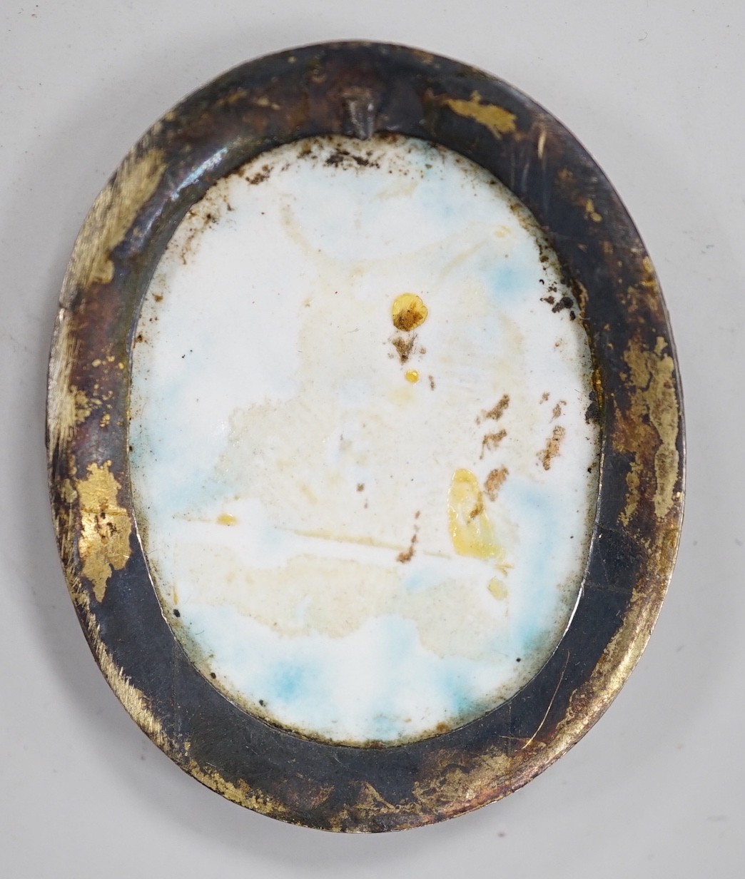 Johann Friedrich Ardin (Swiss - German, fl.1700-1730), miniature on enamel, Portrait of a nobleman, c.1710, 3.5 x 3cm